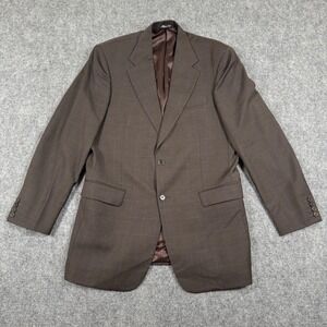 Barneys New York Size 42L Brown Sport Coat Blazer Jacket Solid‎ 100% Wool Men's